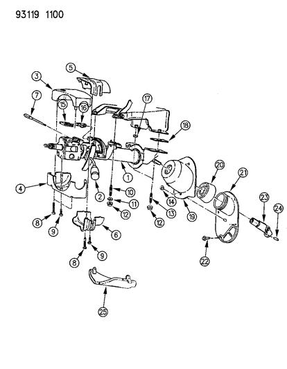 1993 Dodge Dynasty Column, Steering, Upper And Lower Diagram