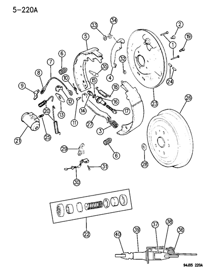 1995 Jeep Grand Cherokee Lever Park Brake Adjusting Diagram for 4728546