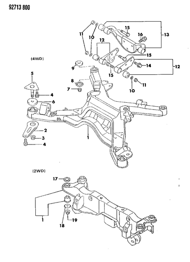 1993 Dodge Stealth Frame & Crossmember, Rear Diagram