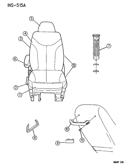 1996 Chrysler Town & Country Front Seats Diagram 1