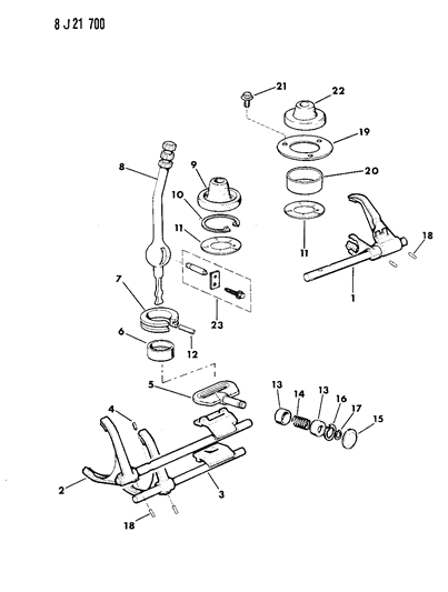 1989 Jeep Wrangler Forks, Rails, Shafts Diagram 3