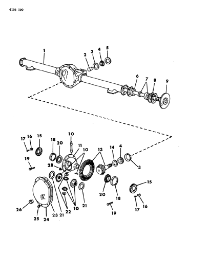 1984 Dodge Diplomat Axle, Rear, With Differential And Carrier Diagram 1