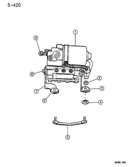 1995 Jeep Grand Cherokee Hydraulic Control Unit Anti-Lock Diagram