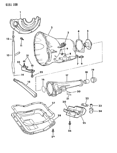 1986 Dodge Diplomat Transmission With Case & Extension Diagram