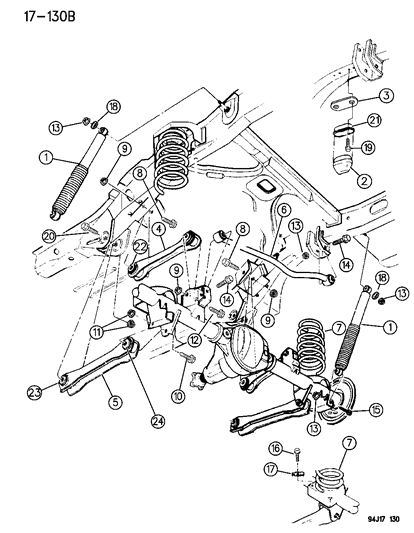 1994 Jeep Grand Cherokee Suspension - Rear With Shock Absorber Diagram
