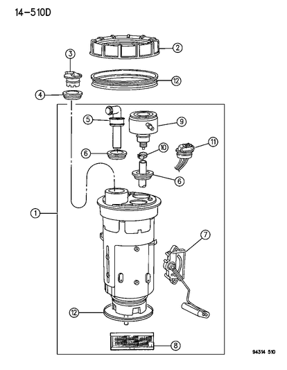 1995 Dodge Ram Van Fuel Pump Module/Reservoir And Level Unit Diagram for R4897422AA