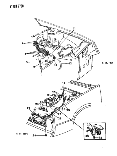 1991 Dodge Daytona Plumbing - A/C & Heater Diagram 3