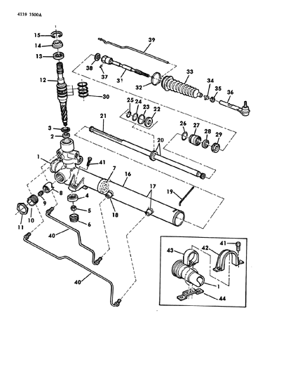 1984 Dodge Caravan Gear - Rack & Pinion Power Steering And Attaching Parts Diagram