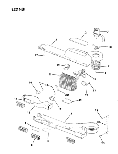 1988 Jeep Grand Wagoneer Heater Blower-A/C EVAPORATO Diagram for 56002007