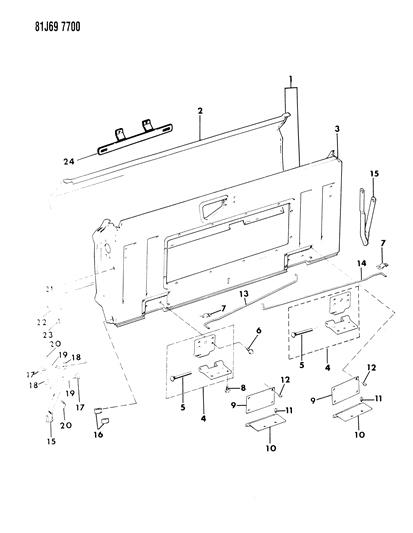 1985 Jeep Grand Wagoneer TAILGATE Diagram for J8130620