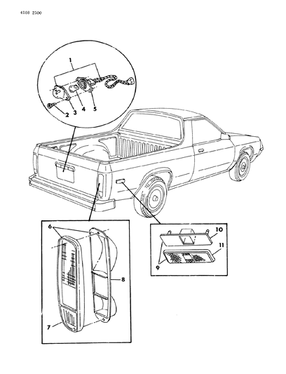1984 Dodge Rampage Lamps & Wiring - Rear Diagram 2