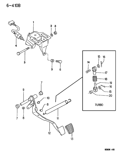1996 Chrysler Sebring Clutch Pedal Diagram