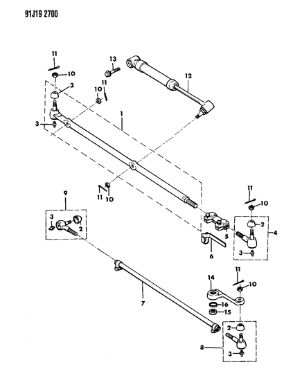 1993 Jeep Wrangler Clamp Tie Rod Diagram for 52006606