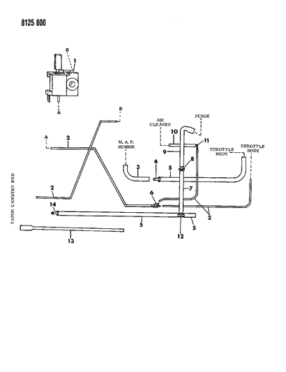 1988 Chrysler Town & Country Emission Hose Harness Diagram 2