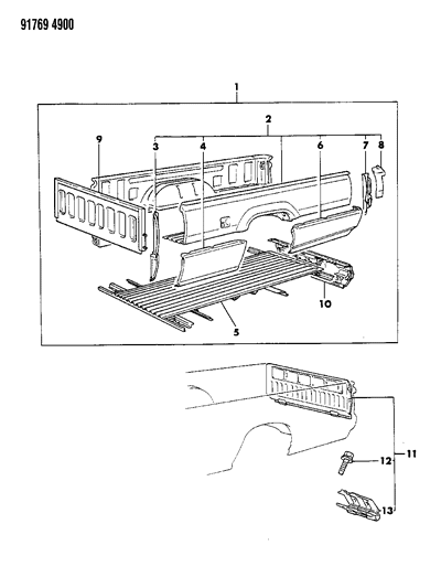 1991 Dodge Ram 50 Cargo Box Diagram