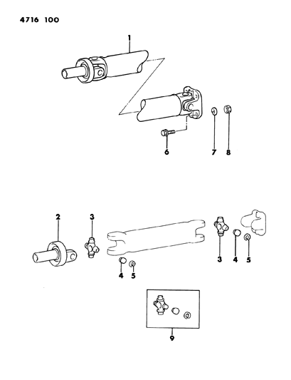 1984 Chrysler Conquest Propeller Shaft & Universal Joint Diagram