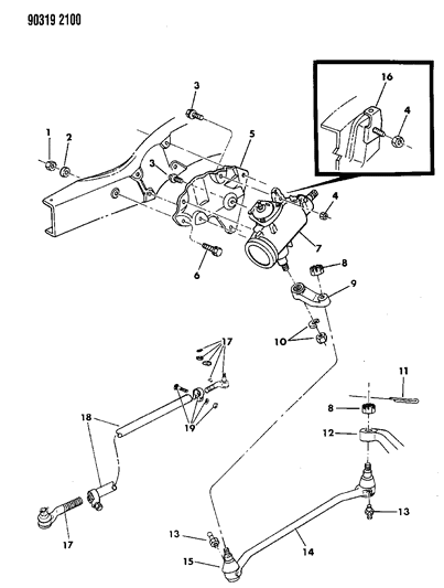 1992 Dodge W150 Gear & Linkage, Steering Diagram 2