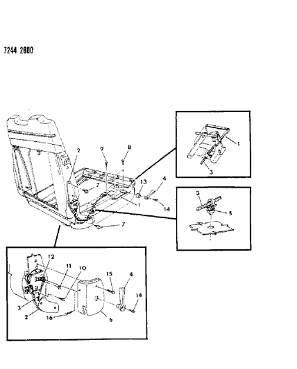 1987 Dodge Diplomat Reclining Front Seat & Seat Back Release Diagram