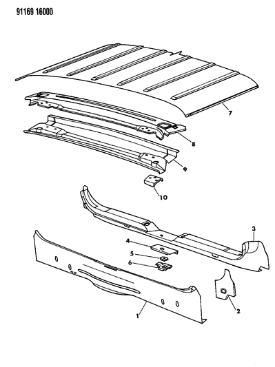 1991 Chrysler Town & Country Liftgate Opening Panel Diagram