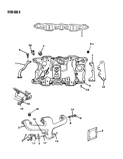 1989 Chrysler Fifth Avenue Gasket Set, Intake Manifold (Exc. Ele 4 Bbl. Police Engine) Diagram for 4494462