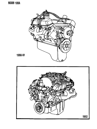 1991 Dodge D150 Engine , Short Diagram 2