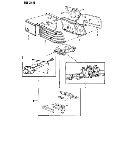 1987 Dodge Shadow Lamps & Wiring - Rear Diagram