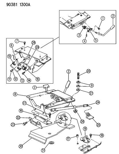 1993 Dodge Ramcharger Adjuster And Riser Passenger Bucket Seat Diagram