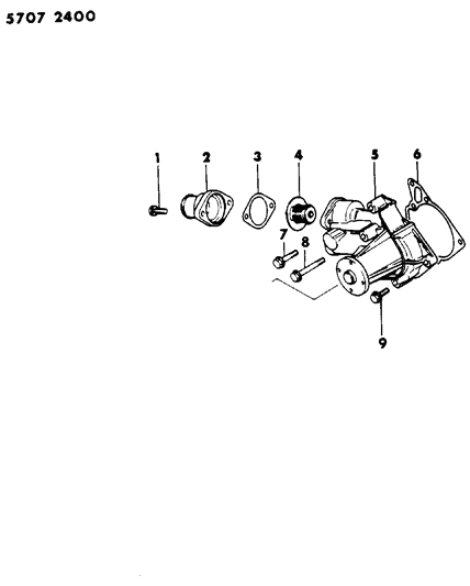 1985 Chrysler Conquest Water Pump & Thermostat Diagram