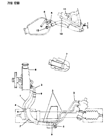 1987 Chrysler Town & Country Hose Chart - Power Steering Pump Diagram