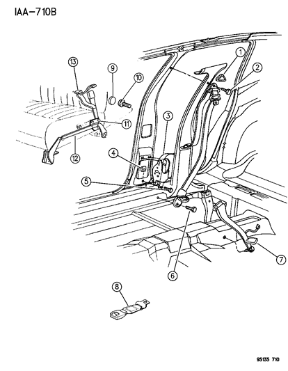 1995 Dodge Spirit Inner Seat Belt Diagram for FR90PV8