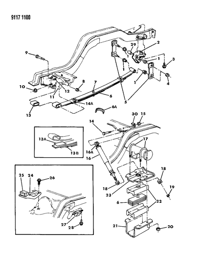 1989 Chrysler Fifth Avenue Suspension - Rear Diagram