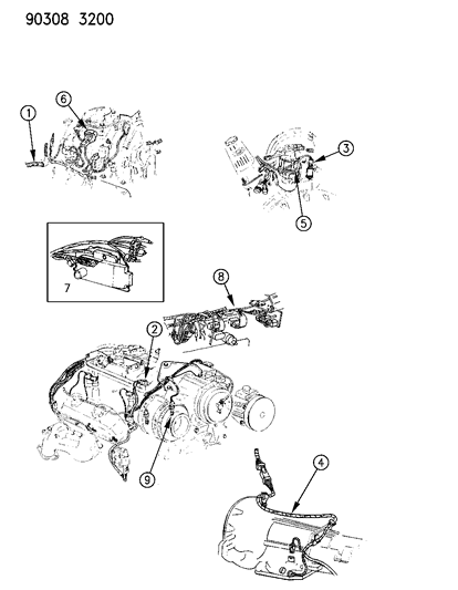 1993 Dodge W250 Wiring - Engine - Front End & Related Parts Diagram 1