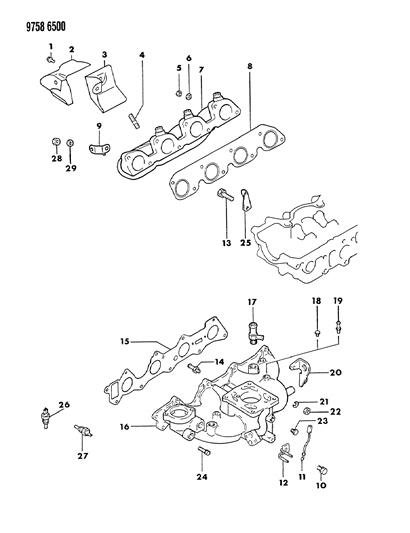 1989 Chrysler Conquest Manifold - Intake & Exhaust Diagram