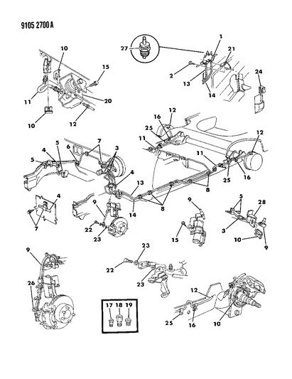 1989 Chrysler LeBaron Lines & Hoses, Brake Diagram
