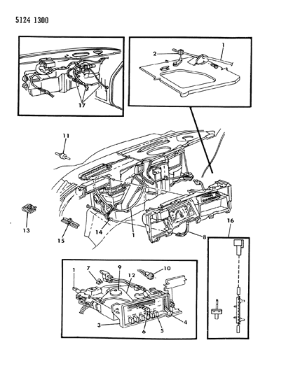 1985 Dodge Charger Controls, Air Conditioner And Heater Diagram