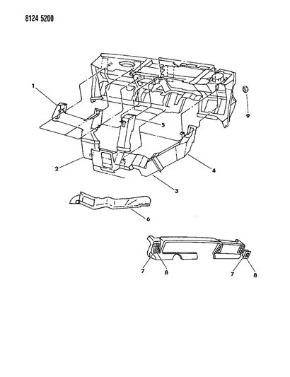 1988 Chrysler New Yorker Air Distribution, Duct, Outlet, Louver, Housing Diagram