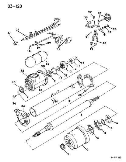 1994 Chrysler Town & Country Torque Tube Assembly Diagram