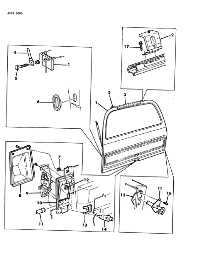 1985 Dodge Ramcharger Hatch Gate & Attaching Parts Diagram