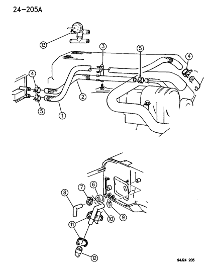 1995 Jeep Wrangler Plumbing - Heater Diagram