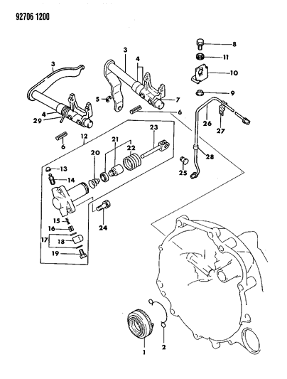 1992 Dodge Colt Controls, Clutch Diagram