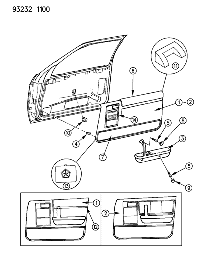 1993 Dodge Shadow Door Trim Panel Diagram