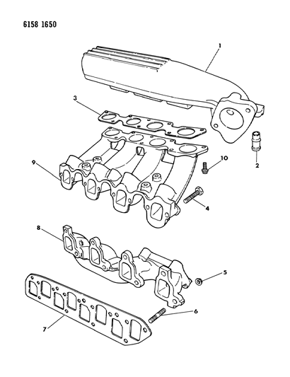 1986 Chrysler LeBaron Manifolds - Intake & Exhaust Diagram 2