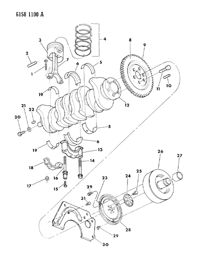 1986 Chrysler Laser Crankshaft, Pistons And Torque Converter Diagram 1