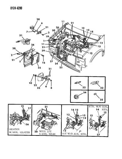 1988 Dodge Caravan Plumbing - A/C & Heater Diagram 2