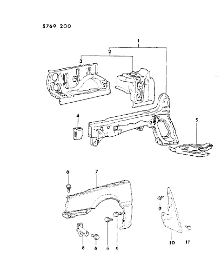 1986 Dodge Colt Fender Front Diagram