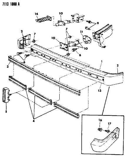 1987 Dodge Charger Bumper, Front And Rear Diagram