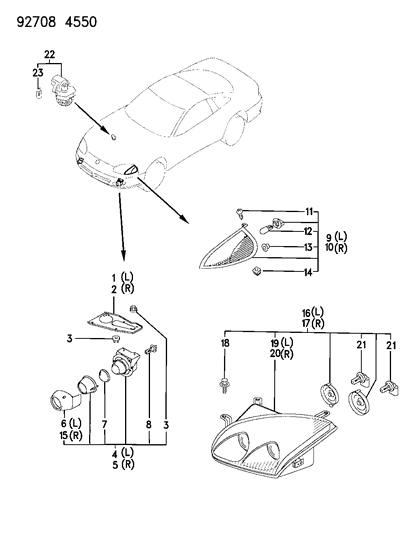 1994 Dodge Stealth Lamps - Front Exterior Diagram