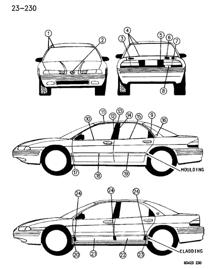 1994 Dodge Intrepid Mouldings & Cladding Diagram 4