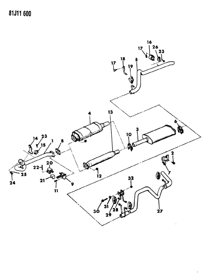 1984 Jeep Wagoneer Catalytic Converter Diagram for 53001627