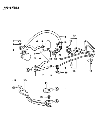 1992 Dodge Colt Hose & Attaching Parts - Power Steering Diagram